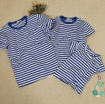 Sea Soul Shirt Short Sleeve Summer Dress Striped Pure Cotton T-Shirt Round Collar Blouses School Uniform With Dads Customised Printed DIY