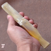 Comb portable small authentic natural yak horn folding comb travel carry anti-static anti-hair comb