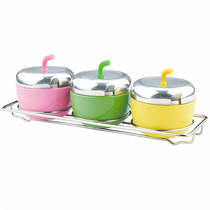 Cute mini stainless steel seasoning set color beautiful Korean small family seasoning monosodium glutamate salt jar set