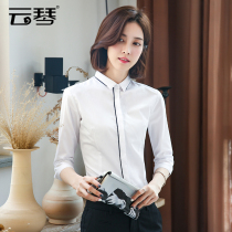 White shirt woman in seven-point sleeve career sleeve and half-sleeve square to work-suit shirt for work interview