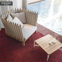 High-end Nordic Line Catering Balcony Garden Villa Outdoor Sofa Chair Combined Furniture Single Two