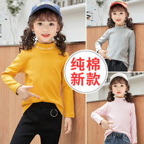 Girls base shirt 2021 new top baby middle collar childrens semi-high collar spring and autumn and winter Western style long-sleeved T-shirt