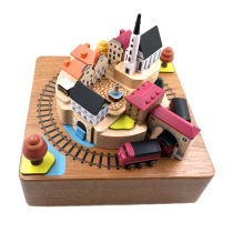 Taiwan Music box Forest live wood fun autumn train music box Children cute lover boyfriend creative