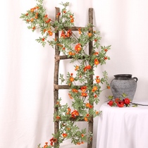 Simulated sunflower vine false flower rattan daisy air conditioning pipe winding indoor background wall window decoration shade