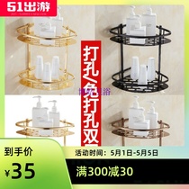 Punch-free black bathroom rack turret corner rack wash table antique storage rack wall hanging toilet wall hanger