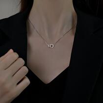 Chow Tai Fook Huanmei 925 sterling silver ring buckle necklace female New ins tide choker autumn and winter sweater chain