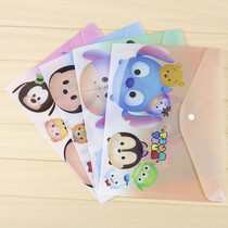 Cartoon file bag clip snap information bag A4 plastic student small file bag storage bag test bag