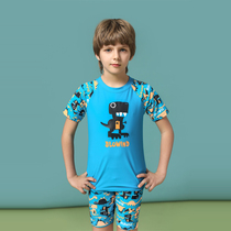 Blowind Childrens swimsuit Boys sunscreen anti-UV short sleeve cartoon dinosaur split swimsuit for vacation
