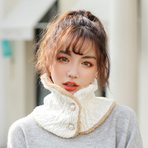 Export Japan autumn and winter womens fashion collar knitted velvet thickened neck warm shawl button neck cover women