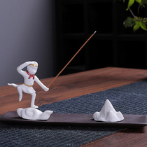 Antique Monkey King aromatherapy furnace ceramic thread incense Zen ornaments big Saint returning home incense home