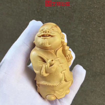 The landlords small leaf boxwood handle piece solid wood carving play small handicraft car hanging tea pet small ornament