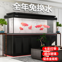 2021 New Sensen super white fish tank living room large ecological aquarium 1 5 3 meters office dragon fish tank hwg