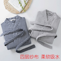 Cotton bathrobe four-layer gauze Spring and summer cotton bathrobe bath clothes Men and women adult sweat steaming clothes Imported yarn soft and absorbent