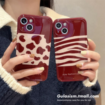 Retro wine red base BAO WEN applicable iphone13promax apple 12 phone shell 11 new 13pro female xr x bright face 7p 8plus full