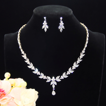 Simple and exquisite zircon necklace Earrings set Bridal jewelry Wedding yarn Evening dress accessories Dinner party jewelry