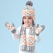  1-8 years old baby hat Autumn and winter boys plus velvet warm ear protection 6 hats childrens hat girls gloves scarf set