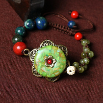 Features Yunnan ethnic style jewelry hand-woven antiquity fashion wild art accessories turquoise bracelet