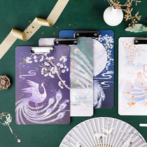 China Wind Woody Board Clip a4 Ancient Wind Dreamy Writing Board Clip Paper Folder Board Student Stationery Writing Pad