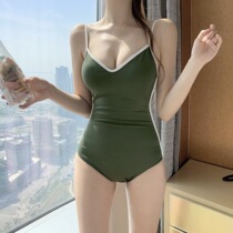 2021 new simple one-piece sleeveless swimsuit female ins style thin Korean version backless hot spring vacation bikini