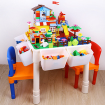 Childrens building blocks table Assembly toys Puzzle multi-functional learning table Intellectual creativity Kindergarten table and chair set for boys