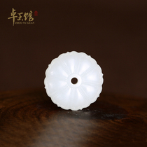 (Zhuoyu Hall) Lotus Back Cloud Xinjiang Hetian Jade seed fat white pendant accessories ring surface Li Zhuoyu carving