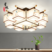 New Chinese ceiling lamp modern simple LED living room lamp rectangular Chinese style embroidery restaurant bedroom warm lamp