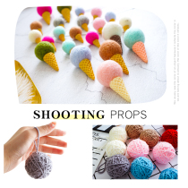 ins wind girl heart photo props Summer color ice cream cone woolen ball decoration decoration photo props