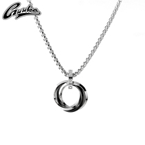 GUUKA Tide brand four-ring buckle pendant necklace Zhang Yixing same couple hip hop niche ring pendant necklace