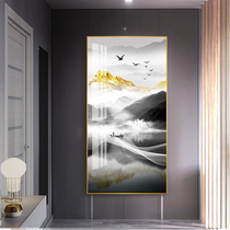Back on the mountain to attract wealth feng shui crystal porcelain decorative murals new Chinese porch corridor vertical landscape simple hanging paintings