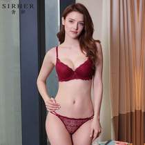 Extravagant and bra suit gathers sexy seductive lace lingerie underwear ladies bra wine red 85C bra XL