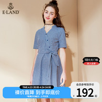 ELAND Clothing Romance Style Classic Gge Collection Waist Display Slim Temperament Small V Collar Dress With Dress Woman Salt Can Sweet Skirt