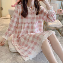Pajamas womens autumn long sleeve princess dress Student cute princess wind girl wind long dress Spring and autumn fairy dress home dress