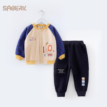 Small shell baby childrens clothing suit cotton spring autumn clothes mens baby coat girl sports two-piece set