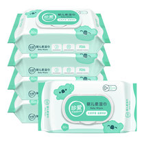 Cherish baby Wet Wipes 80 pieces 5 bags with lid large packaging newborn skin cleansing wet tissue cotton soft towel