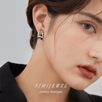 YIMIJEWEL Japan and South Korea simple geometric metal fold silver 925 silver needle mosquito coil ear clip without ear hole female