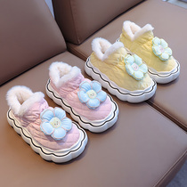 Flower childrens cotton shoes winter plus velvet thickened girls cute girl cotton boots short boots to keep warm outer wear non-slip two cotton shoes