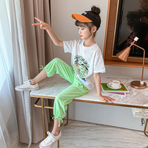 Online Red Girl Clothing Summer Clothing Suit Sport Ocean Air Spring Clothing Children Great Children 10-Year-Old 12 Kid Girl Clothes