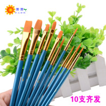 Student art supplies 10 pearlescent blue nylon set painting brush oil brush gouache watercolor painting material brush