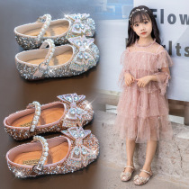 next like girl leather shoes 2022 spring and autumn children crystal shoes baby soft-bottom princess shoes