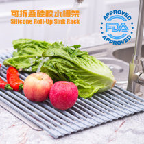 Multifunctional silicone drain rack Kitchen sink drain basket Wash basin sink water filter heat insulation foldable roller curtain