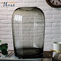 Vase Nordic style retro light luxury glass round belly French water fresh flowers insert vase ins Wind large caliber guest