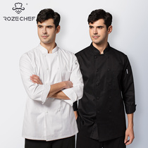 Chef clothes long sleeves autumn and winter black Western restaurant bread baker overalls hotel kitchen work clothes long sleeves