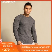 TOMATOPAPA original European and American neckline zipper design sweater arc hem sweater warm sweater men