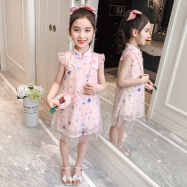 Girls cheongsam dress 2021 new summer style childrens costume little girl Hanfu Chinese dress