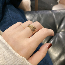 High color preservation fashionable brass gold plated snake bone chain ring INS Wind retro Cold style fashion personality ring