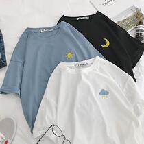 Korean version of chic short-sleeved summer T-shirt weather forecast loose Harajuku BF wind Joker half-sleeved student womens coat