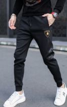 2020 Winter New Bouquet Plus Suede Knit Casual Pants Male Trend Fashion Heft Small Feet Tightness Waist Sports Pants