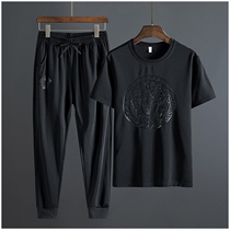 Rich bird men's short sleeve T-shirt spring and summer sports suit trend new casual men's set with handsome