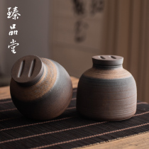 Meng pig tea tank ceramic sealed tank tea tank tea tank small Puer tea box household tea drum tea tank