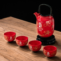 Olympic commemorative tea set 2008 commemorative porcelain sports Lantern Tea set teapot Cup